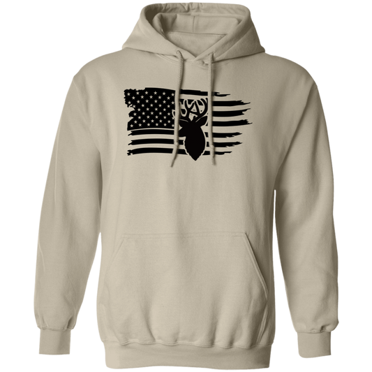 Distressed American Flag Deer G185 Pullover Hoodie