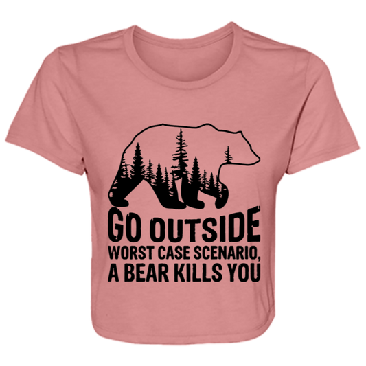 Go Outside B8882 Ladies' Flowy Cropped Tee