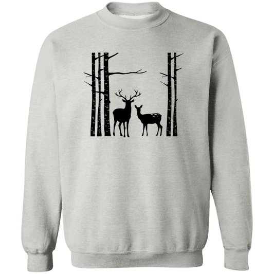 Birch Trees And Deers G180 Crewneck Pullover Sweatshirt
