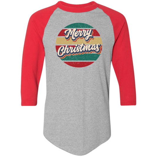 Merry Christmas Retro Circle 4420 Colorblock Raglan Jersey