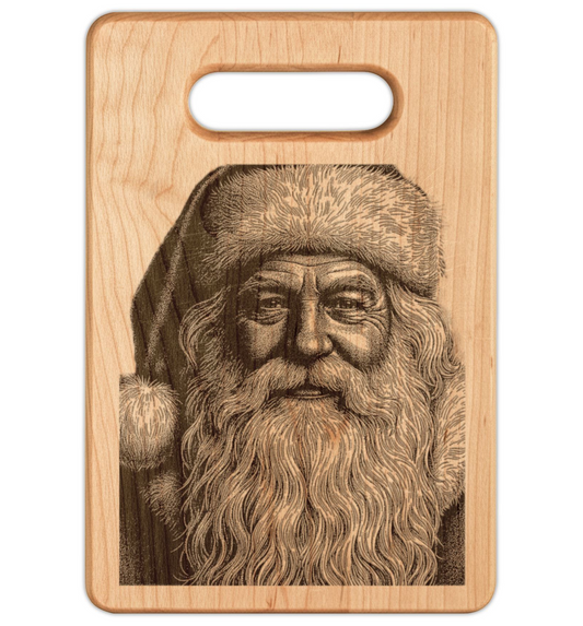 Santa Portrait Engraved Wooden Cutting Board Rectangle Handle Engraved Wooden Cutting Board Rectangle Handle