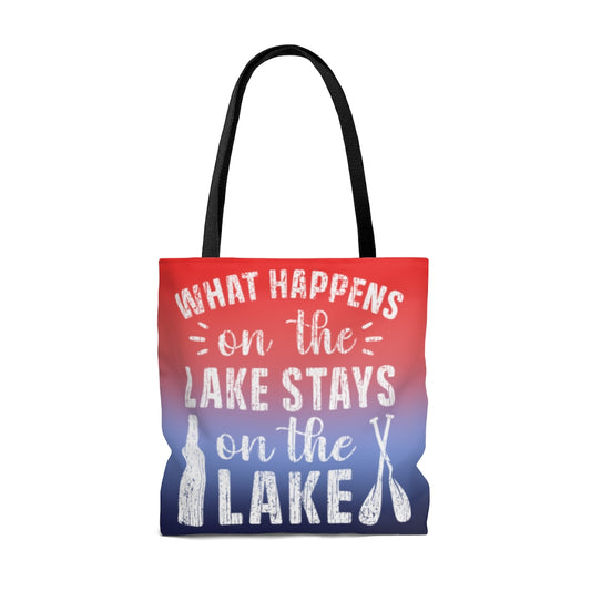 ***2 SIDED***  Beach Bag - What Happens on the Lake - HRCL LL
