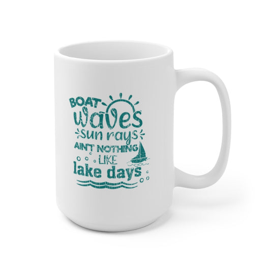 ***2 SIDED***  Ceramic Mug 15oz 2 Sided - Boat Waves - HRCL LL