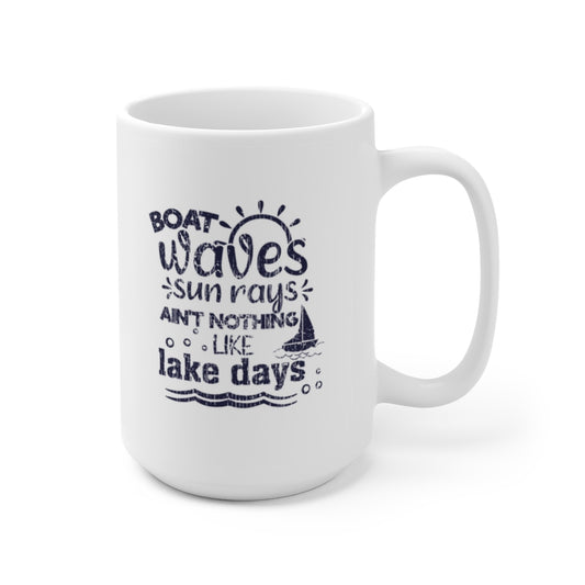 ***2 SIDED***  Ceramic Mug 15oz 2 Sided - Boat Waves - HRCL FL