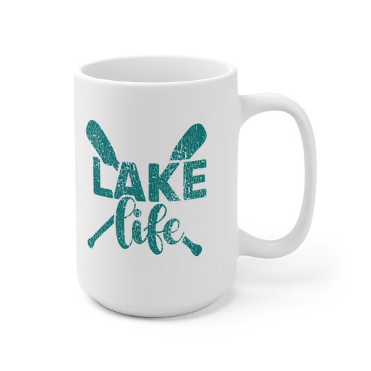 ***2 SIDED***  Ceramic Mug 15oz 2 Sided - Lake Life - HRCL LL
