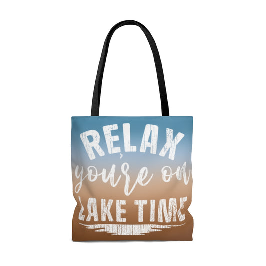 ***2 SIDED***  Beach Bag - Relax You're on Lake Time - HRCL LL