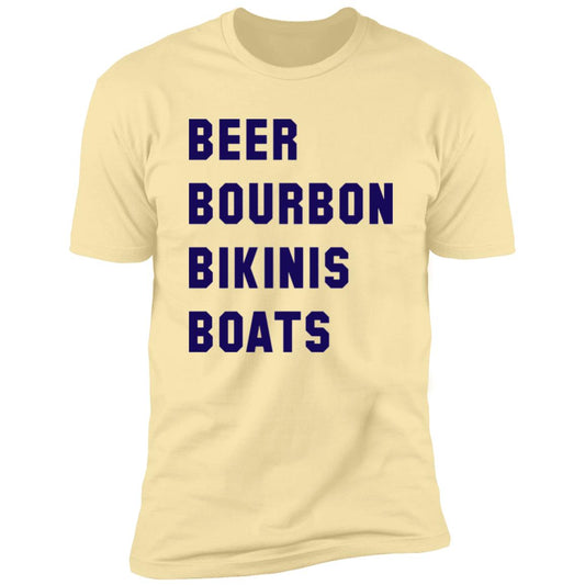 ***2 SIDED*** HRCL FL - Navy Beer Bourbon Bikinis Boats - 2 Sided NL3600 Premium Short Sleeve T-Shirt