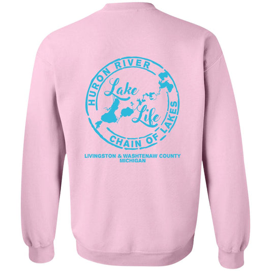 ***2 SIDED***  The Lake is My Happy Place HRCL LL 2 Sided G180 Crewneck Pullover Sweatshirt