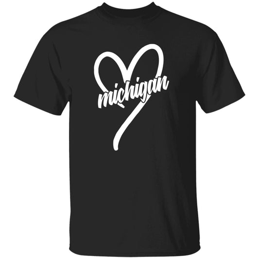 Michigan Heart - White G500B Youth 5.3 oz 100% Cotton T-Shirt