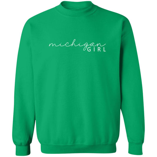 Michigan Girl - White G180 Crewneck Pullover Sweatshirt