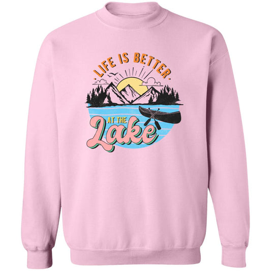 ***2 SIDED***  Life is Better at the Lake HRCL LL 2 Sided G180 Crewneck Pullover Sweatshirt