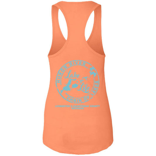 ***2 SIDED***  Living the Dream at the Lake HRCL LL 2 Sided NL1533 Ladies Ideal Racerback Tank