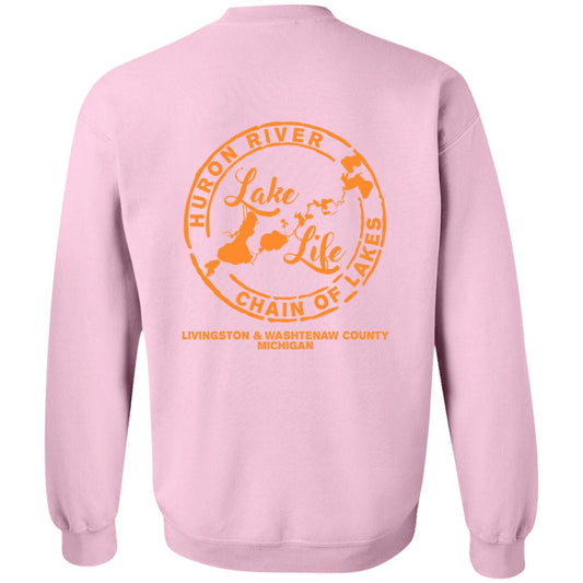 ***2 SIDED***  Life is Better at the Lake HRCL LL 2 Sided G180 Crewneck Pullover Sweatshirt