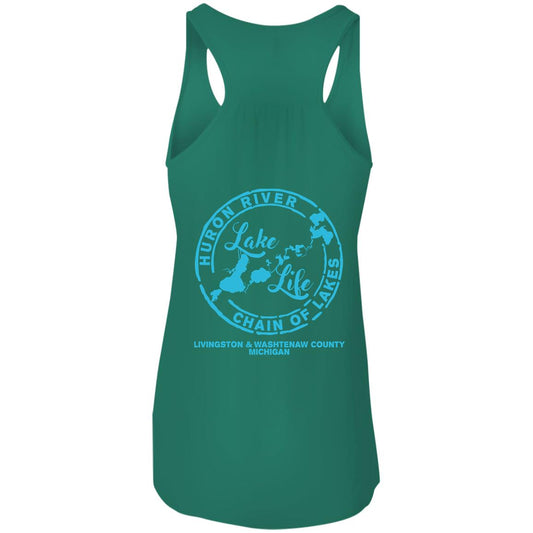 ***2 SIDED***  The Lake is My Happy Place HRCL LL 2 Sided B8800 Flowy Racerback Tank
