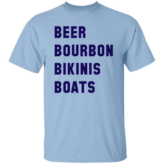 ***2 SIDED***  HRCL FL - Navy Beer Bourbon Bikinis Boats - 2 Sided G500 5.3 oz. T-Shirt