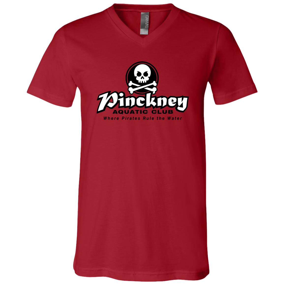 Pinckney Aquatic Club- B & W, 3005 Unisex Jersey SS V-Neck T-Shirt Pinckney Aquatic Club- B & W, 3005 Unisex Jersey SS V-Neck T-Shirt