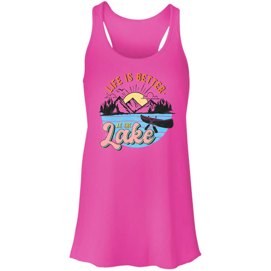 ***2 SIDED***  Life is Better at the Lake HRCL LL 2 Sided B8800 Flowy Racerback Tank