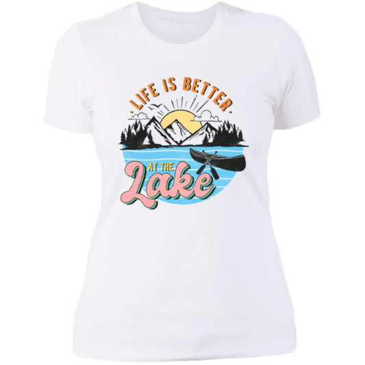 ***2 SIDED***  Life is Better at the Lake HRCL LL 2 Sided NL3900 Ladies' Boyfriend T-Shirt