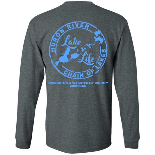 ***2 SIDED***  At the Lake Gettin' Tipsy HRCL LL 2 Sided G540 LS T-Shirt 5.3 oz.