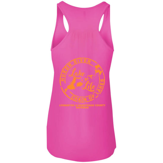 ***2 SIDED***  Life is Better at the Lake HRCL LL 2 Sided B8800 Flowy Racerback Tank
