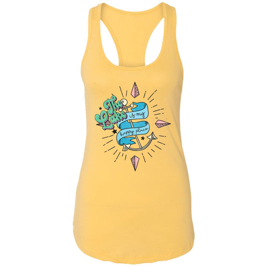 ***2 SIDED***  The Lake is My Happy Place HRCL LL 2 Sided NL1533 Ladies Ideal Racerback Tank