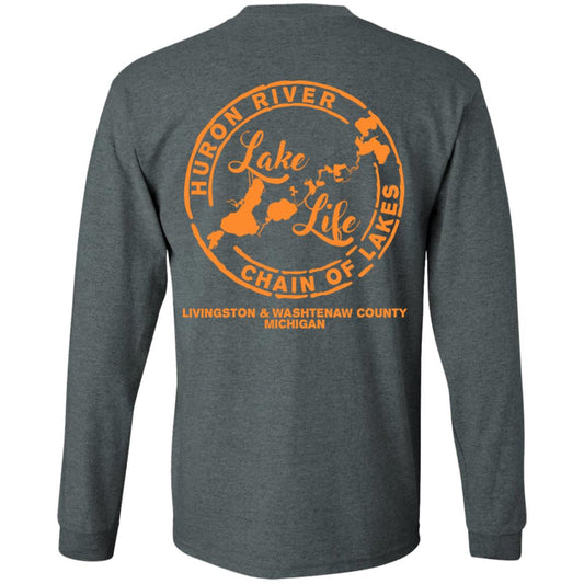 ***2 SIDED***  Life is Better at the Lake HRCL LL 2 Sided G540 LS T-Shirt 5.3 oz.