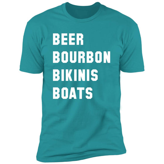 ***2 SIDED***  HRCL FL - Beer Bourbon Bikinis Boats - 2 Sided NL3600 Premium Short Sleeve T-Shirt