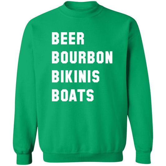 ***2 SIDED***  HRCL FL - Beer Bourbon Bikinis Boats - 2 Sided G180 Crewneck Pullover Sweatshirt
