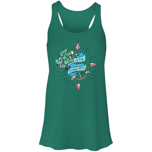 ***2 SIDED***  The Lake is My Happy Place HRCL LL 2 Sided B8800 Flowy Racerback Tank
