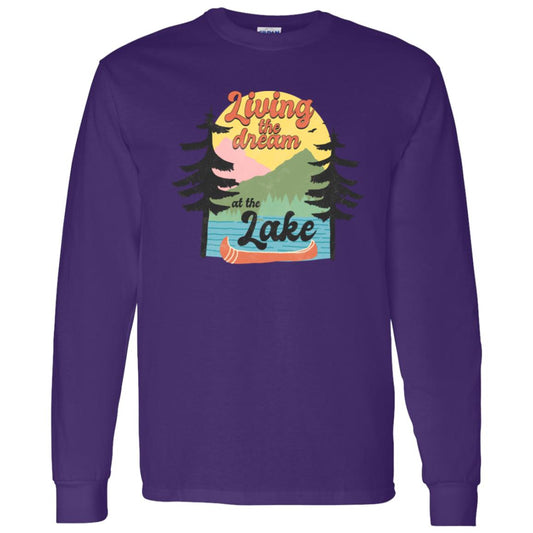 ***2 SIDED***  Living the Dream at the Lake HRCL LL 2 Sided G540 LS T-Shirt 5.3 oz.