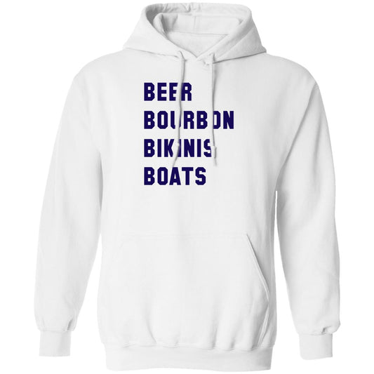 ***2 SIDED***  HRCL FL - Navy Beer Bourbon Bikinis Boats - 2 Sided G185 Pullover Hoodie