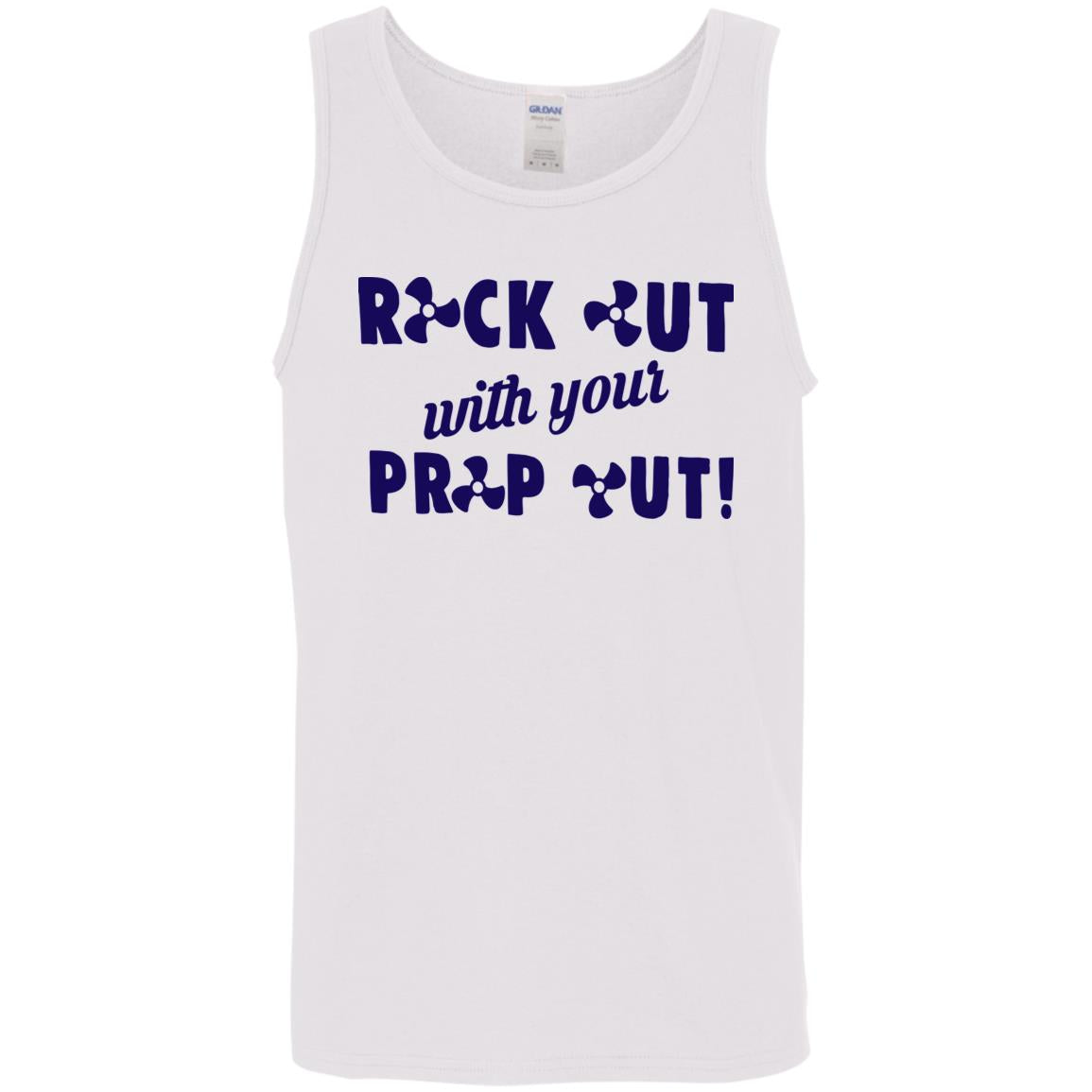 ***2 SIDED***  HRCL FL - Navy Rock Out with your Prop Out - 2 Sided G520 Cotton Tank Top 5.3 oz. ***2 SIDED***  HRCL FL - Navy Rock Out with your Prop Out - 2 Sided G520 Cotton Tank Top 5.3 oz.