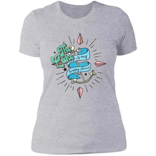 ***2 SIDED***  The Lake is My Happy Place HRCL LL 2 Sided NL3900 Ladies' Boyfriend T-Shirt