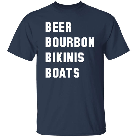 ***2 SIDED***  HRCL FL - Beer Bourbon Bikinis Boats - 2 Sided G500 5.3 oz. T-Shirt
