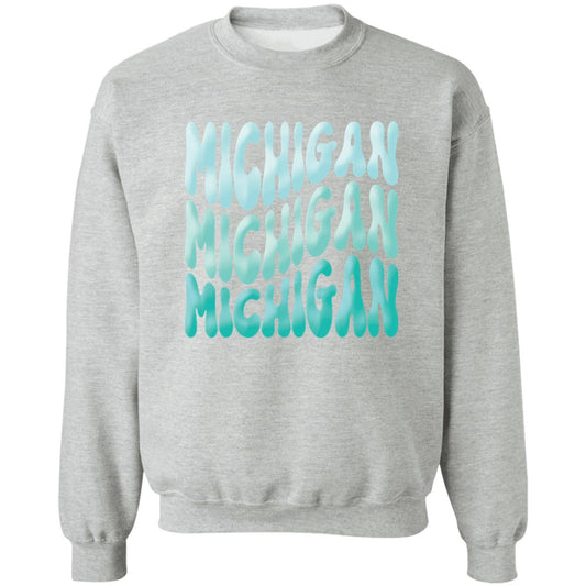 Michigan - Turquoise Colors G180 Crewneck Pullover Sweatshirt