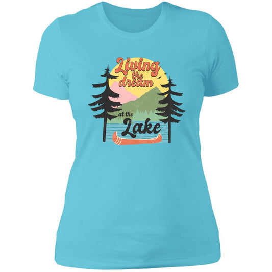 ***2 SIDED***  Living the Dream at the Lake HRCL LL 2 Sided NL3900 Ladies' Boyfriend T-Shirt