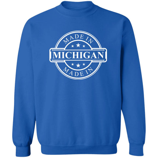 Made in Michigan - White G180 Crewneck Pullover Sweatshirt