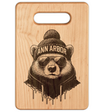 Winter Wolverine MI Engraved Wooden Cutting Board Rectangle Handle