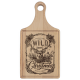 Wild About Christmas Engraved Wooden Cutting Board Paddle w Handle