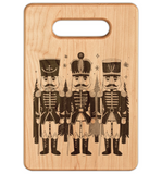 Nutcrackers Merry Christmas Engraved Wooden Cutting Board Rectangle Handle