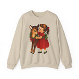 Girl Hugging Fawn Crewneck Sweatshirt - Unisex