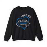 Love Detroit Football Blue & Gray Crewneck Sweatshirt - Unisex