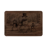 Snowman Trio in Forest Personalized Engraved Wooden Cutting Board