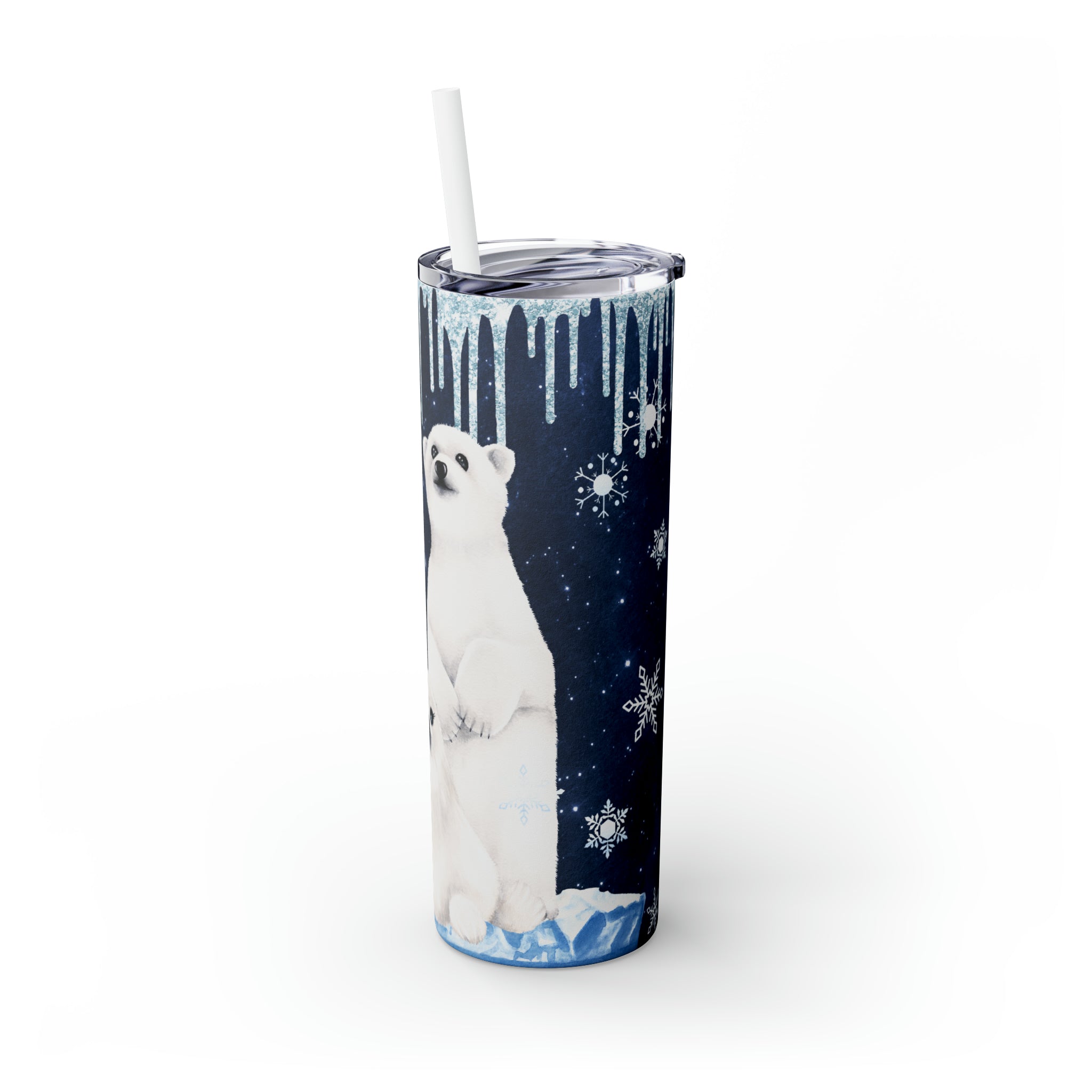 Winter Animal Skinny Steel Tumbler with Straw, 20oz