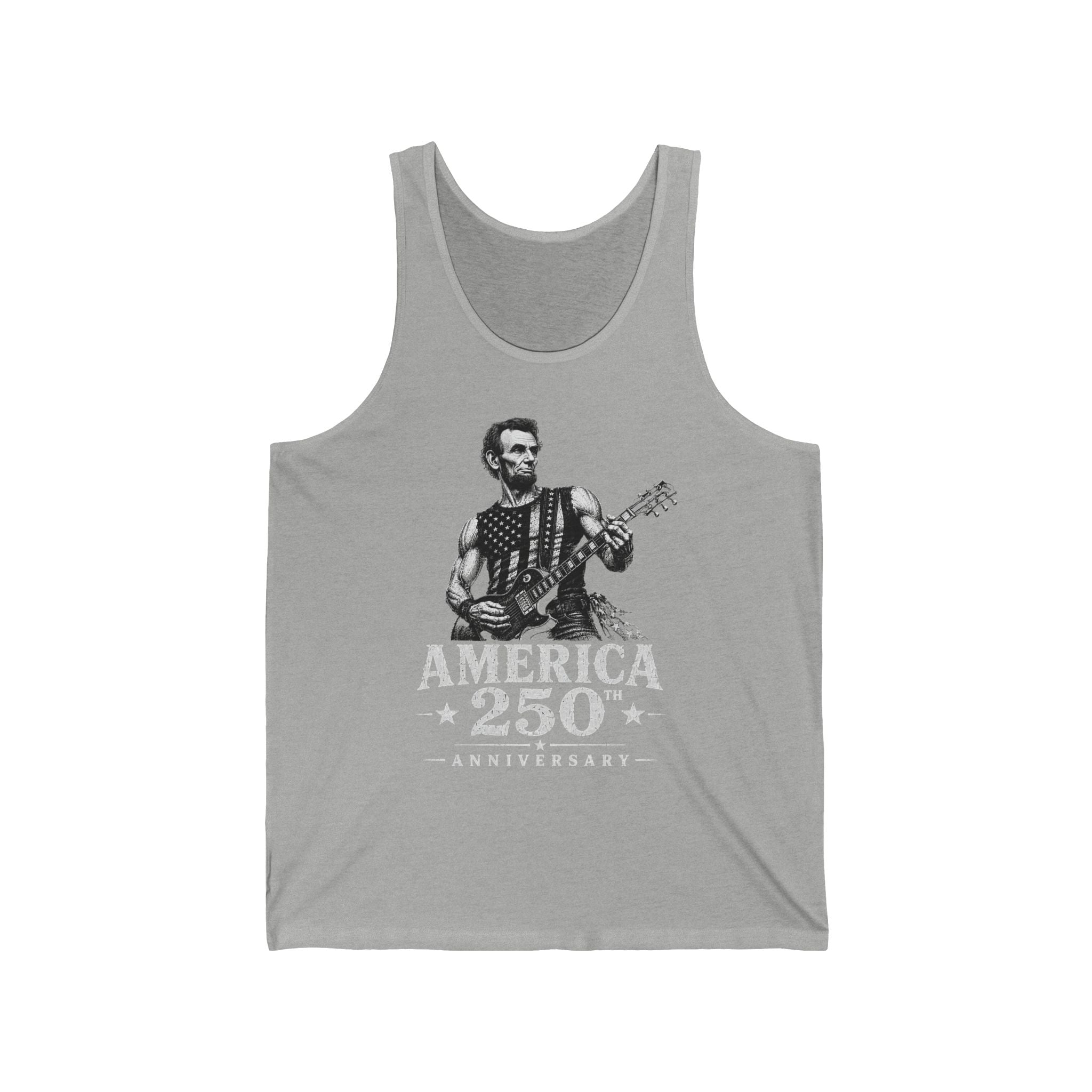 Mustache Guitar Hero America 250 Distressed Patriotic Grunge Basic T-Shirt - Unisex