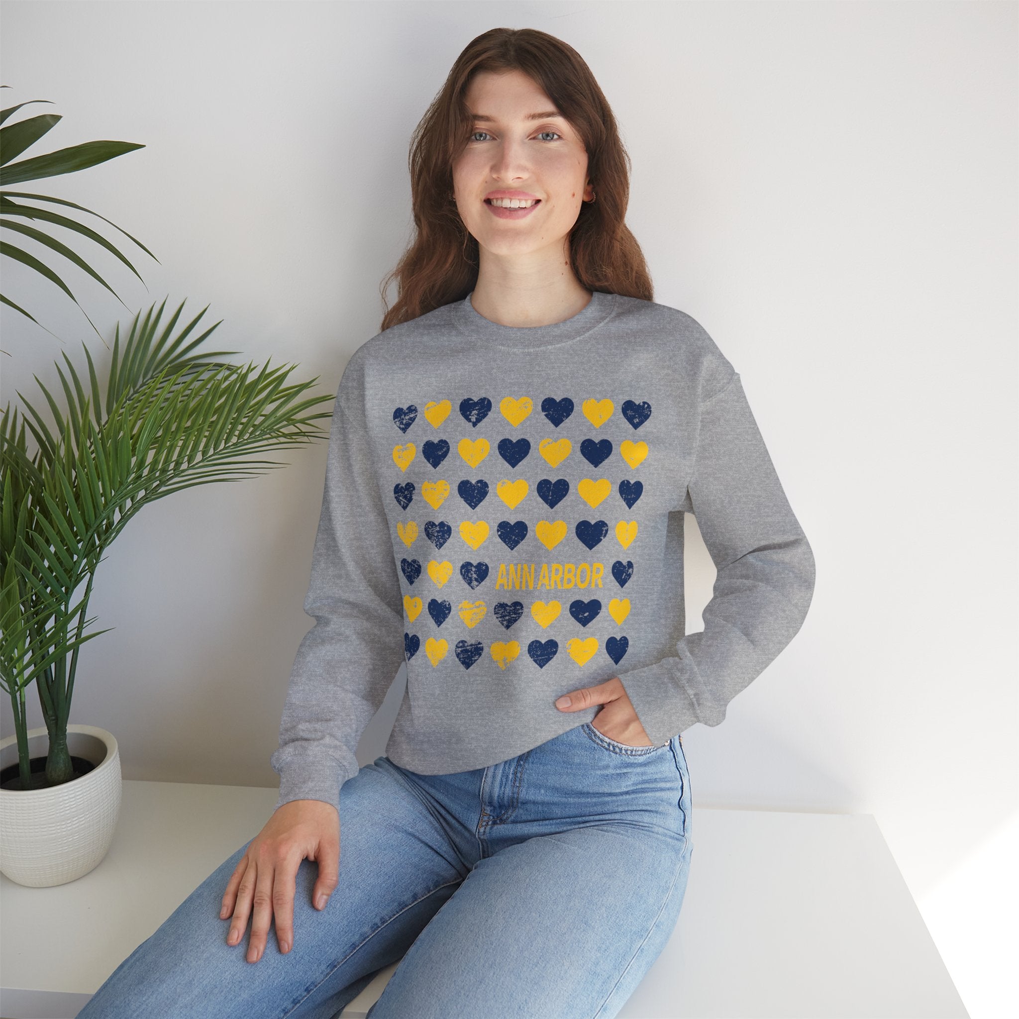 Wolverines Hearts Crewneck Sweatshirt - Unisex