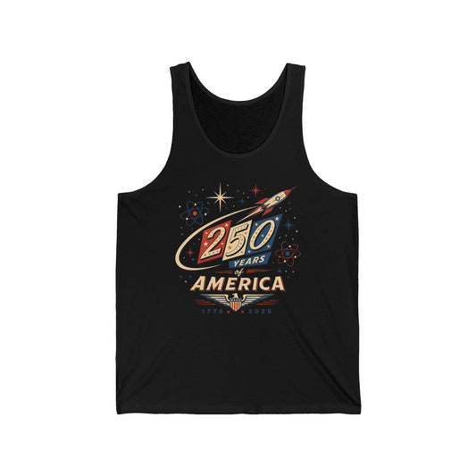 Rocket Space 250 Years America Retro Patriotic Americana Basic Tank Top - Unisex