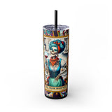The Drunk Housewife 2 Skinny Steel Tumbler with Straw, 20oz