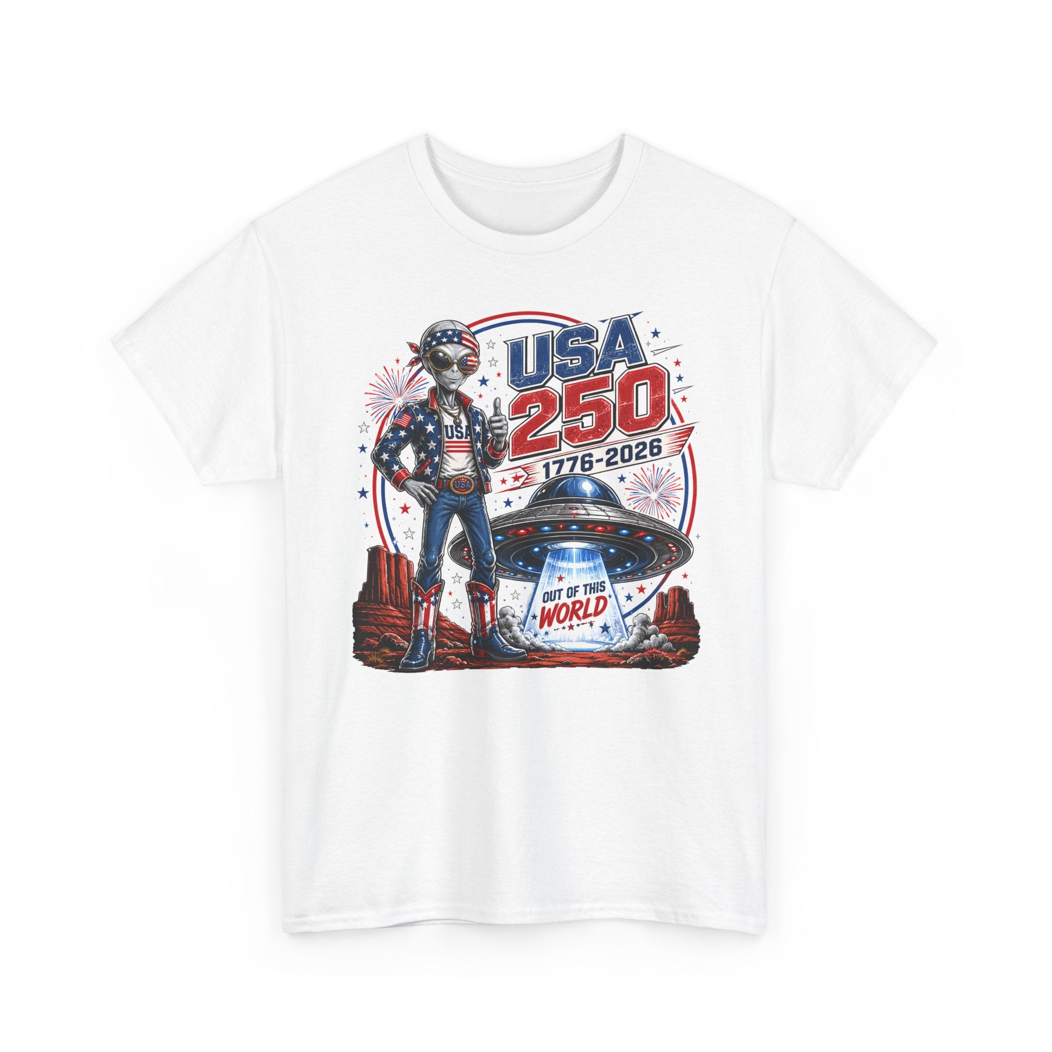 Alien Cowboy USA 250 1776 2026 Western Patriotic Basic T-Shirt - Unisex