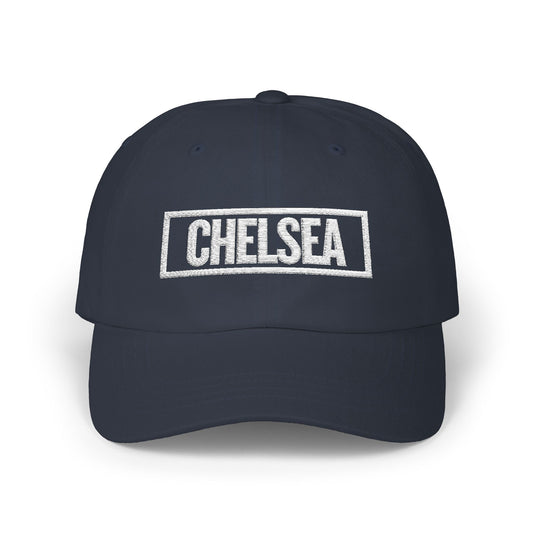 Chelsea Bold & Square White Embroidery Dad Cap